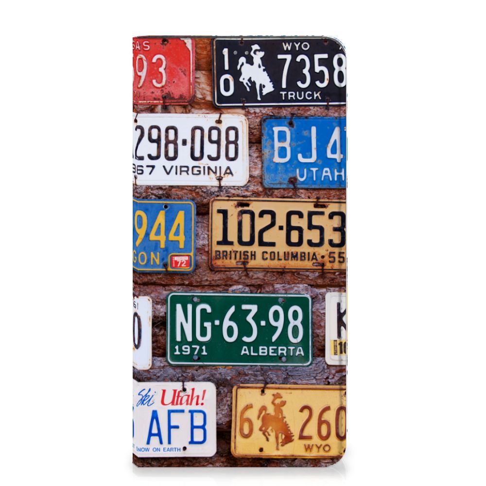 Samsung Galaxy A14 5G Stand Case Kentekenplaten met Amerikaanse kentekenplaten op de hoes.