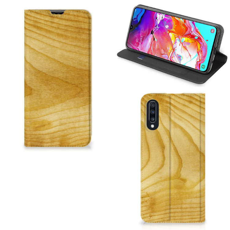 Samsung Galaxy A70 Book Wallet Case Licht Hout