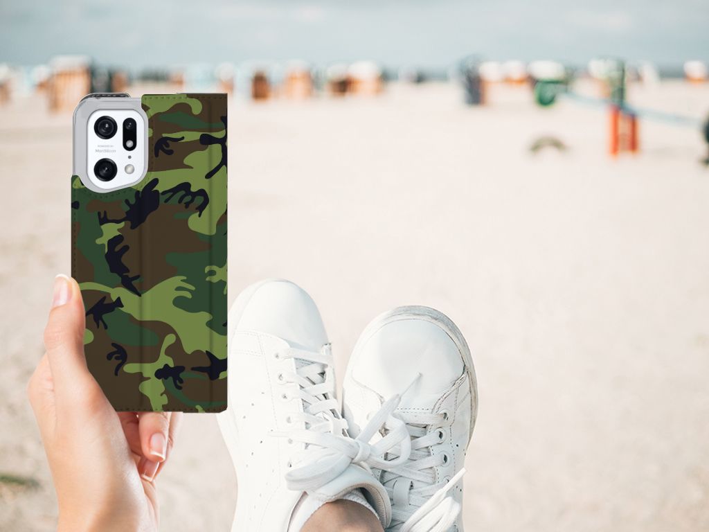 OPPO Find X5 Pro Hoesje met Magneet Army Dark - B2C Telecom