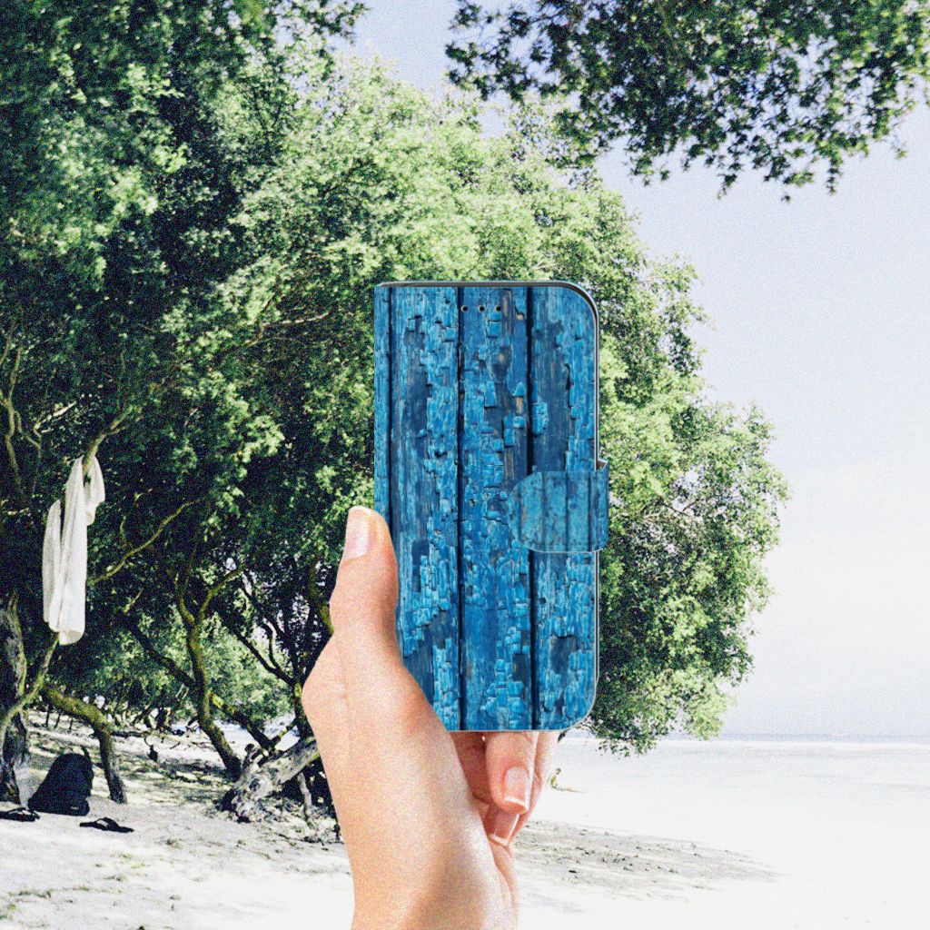 Apple iPhone 11 Pro Book Style Case Wood Blue
