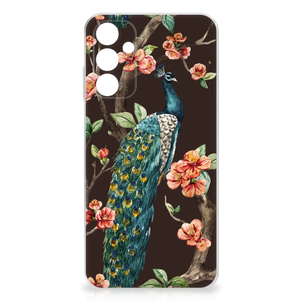 Samsung Galaxy A15 TPU Hoesje Pauw met Bloemen