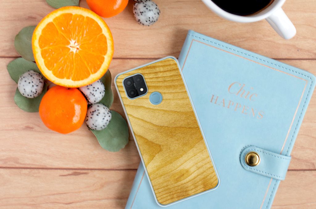 OPPO A15 Bumper Hoesje Licht Hout B2C Telecom