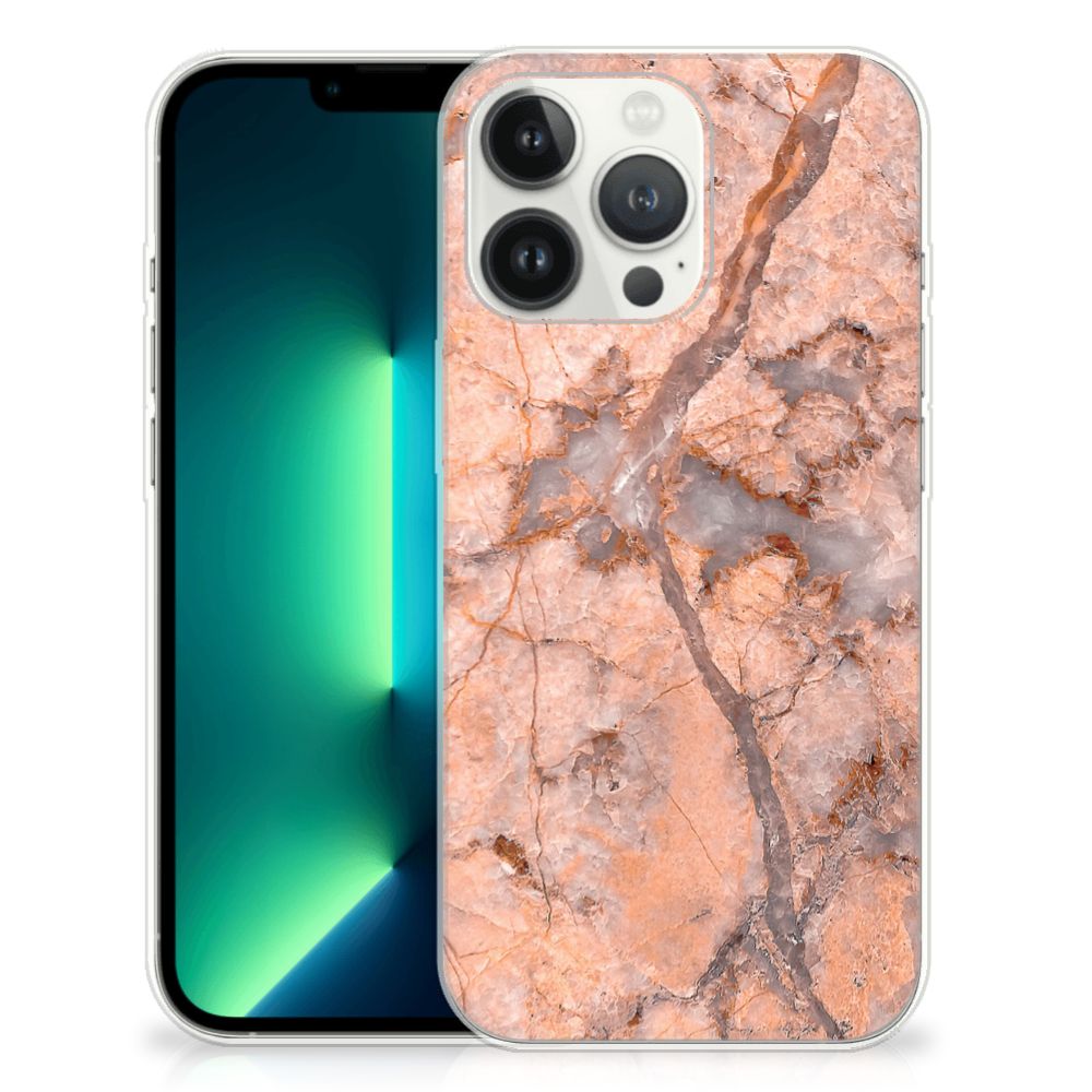 iPhone 13 Pro Max TPU Siliconen Hoesje Marmer Oranje B2C Telecom
