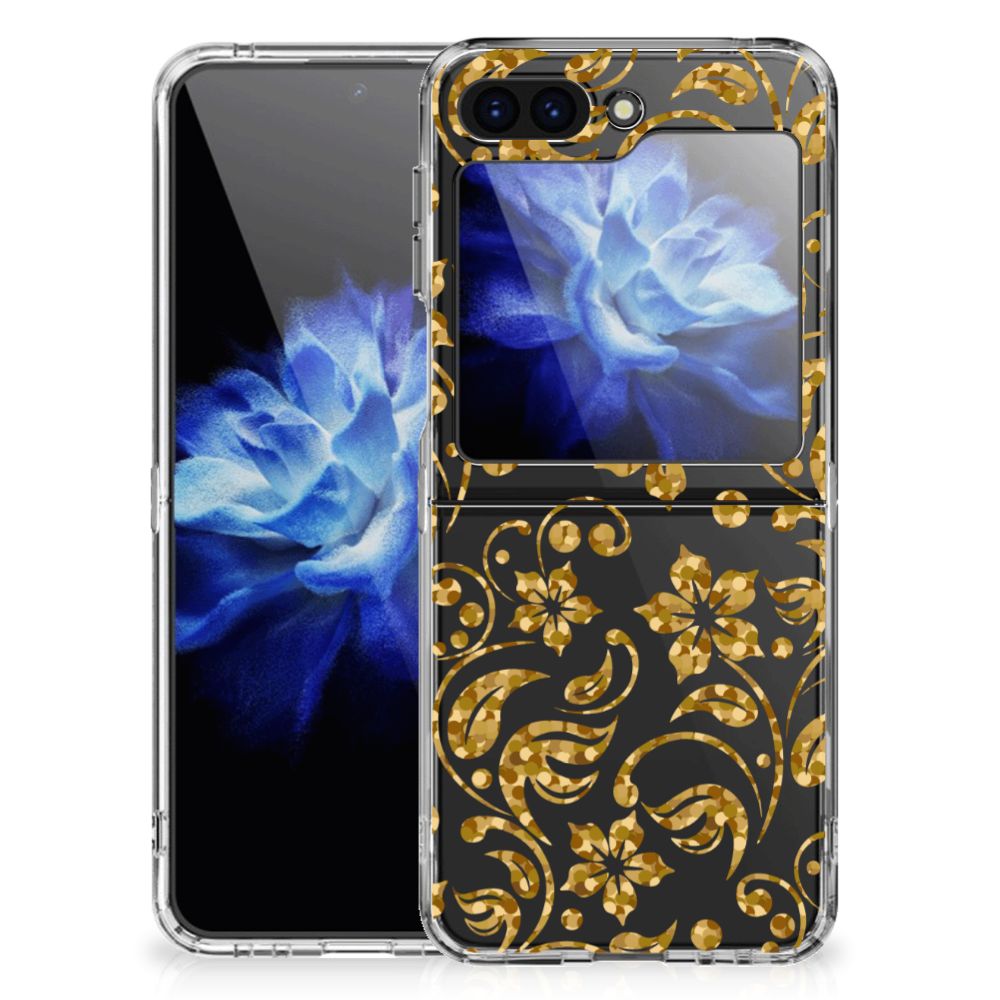 Samsung Galaxy Z Flip 5 TPU Case Gouden Bloemen