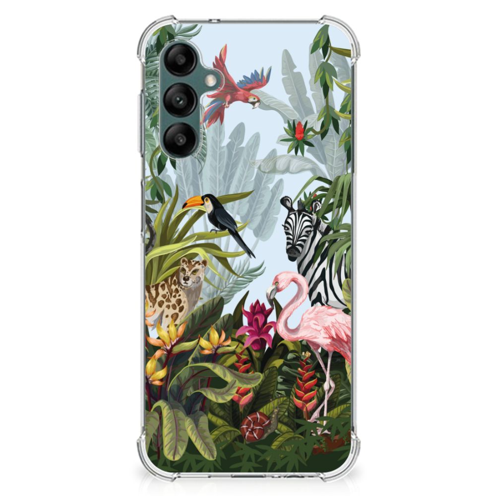 Case Anti-shock voor Samsung Galaxy A14 5G/4G Jungle met tropisch jungle design en dierenprint.