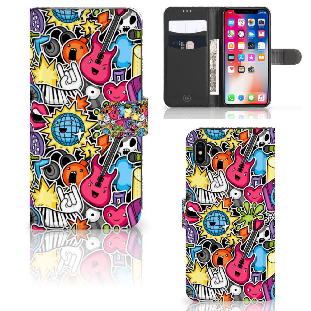 Apple iPhone Xs Max Wallet Case met Pasjes Punk Rock