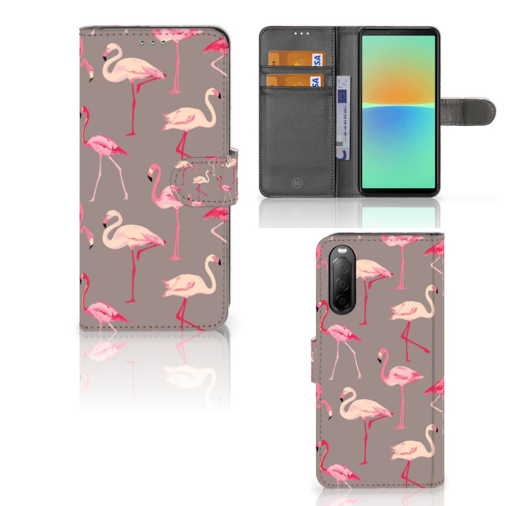 Sony Xperia 10 IV Telefoonhoesje met Pasjes Flamingo