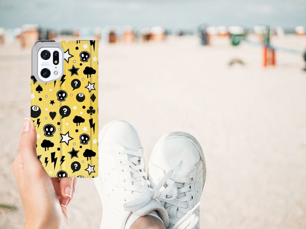 Mobiel BookCase OPPO Find X5 Pro Punk Geel - B2C Telecom