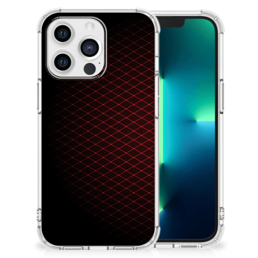 Apple iPhone 13 Pro Doorzichtige Silicone Hoesje Geruit Rood B2C Telecom