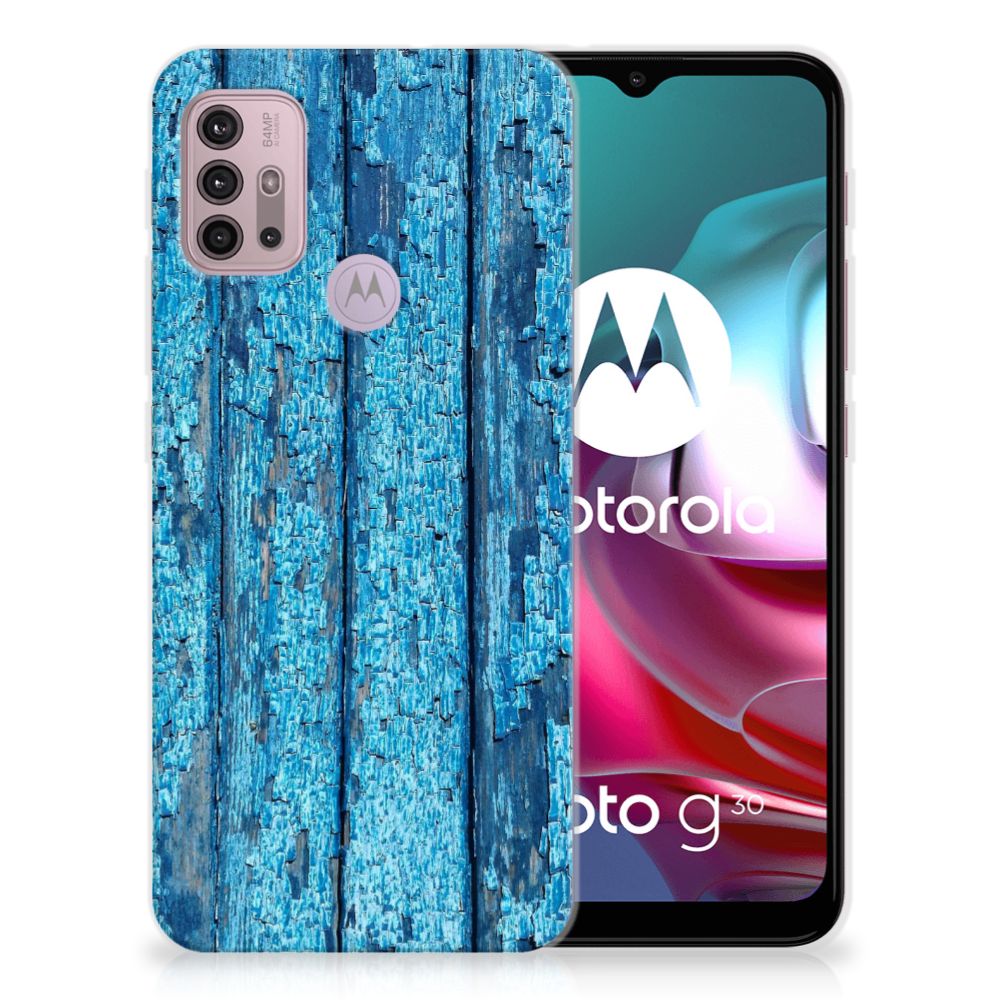 Motorola Moto G30 | G10 Bumper Hoesje Wood Blue B2C Telecom