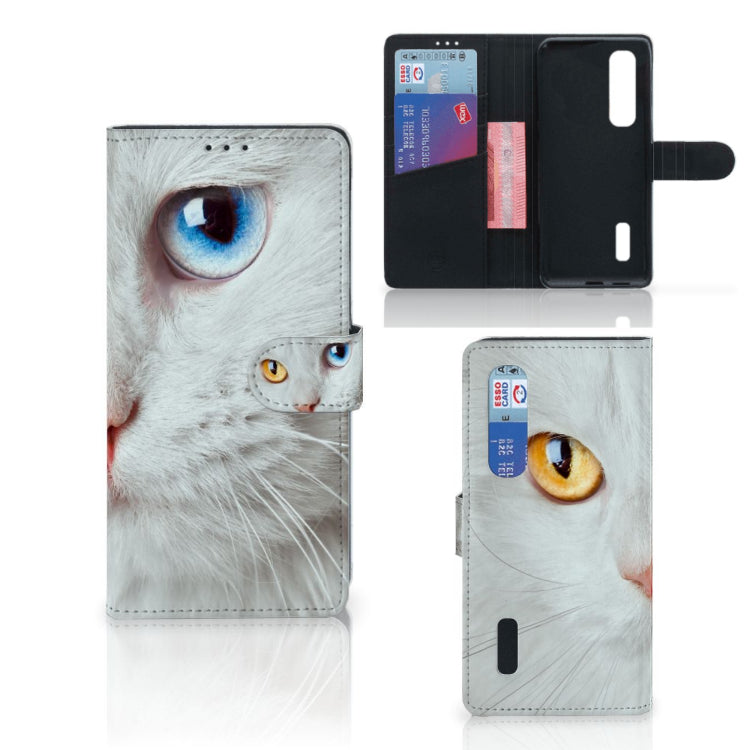 OPPO Find X2 Pro Telefoonhoesje met Pasjes Witte Kat