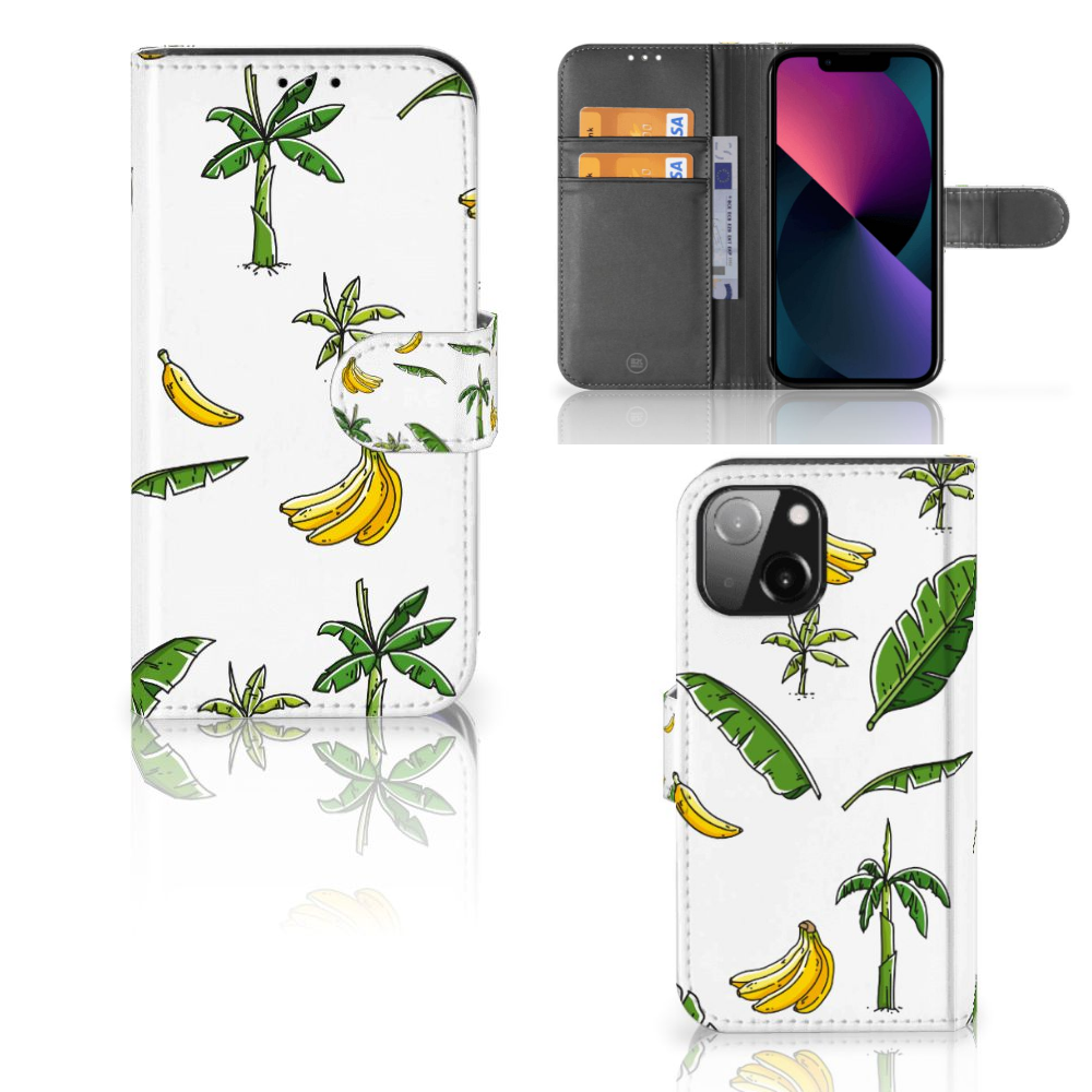 iPhone 13 Mini Hoesje Banana Tree met vrolijk design van bananen en palmbomen đ´đ.