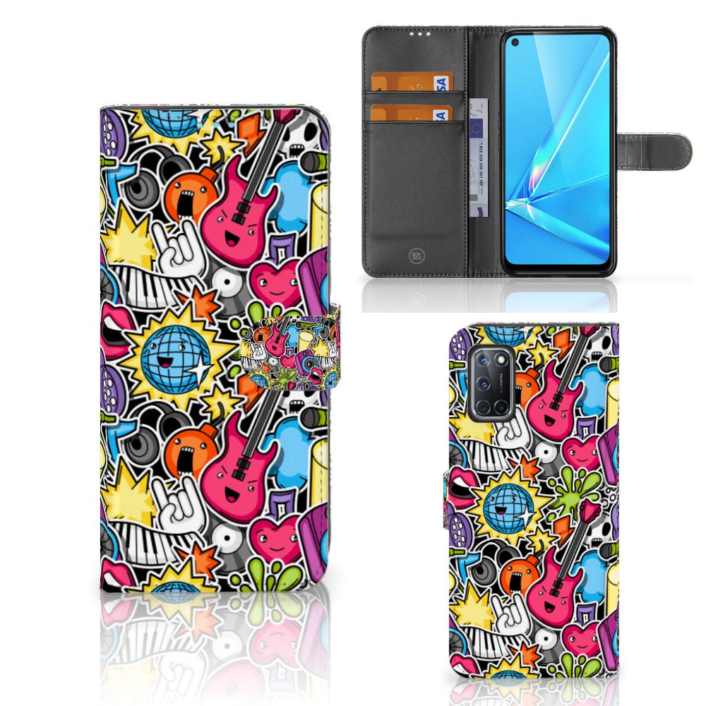 OPPO A72 | OPPO A52 Wallet Case met Pasjes Punk Rock