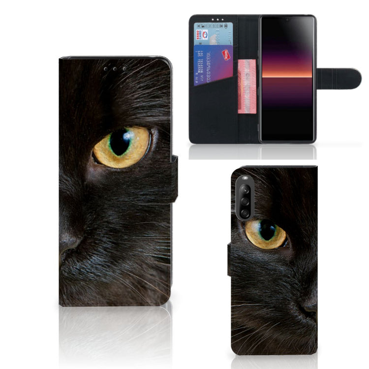 Sony Xperia L4 Telefoonhoesje met Pasjes Zwarte Kat