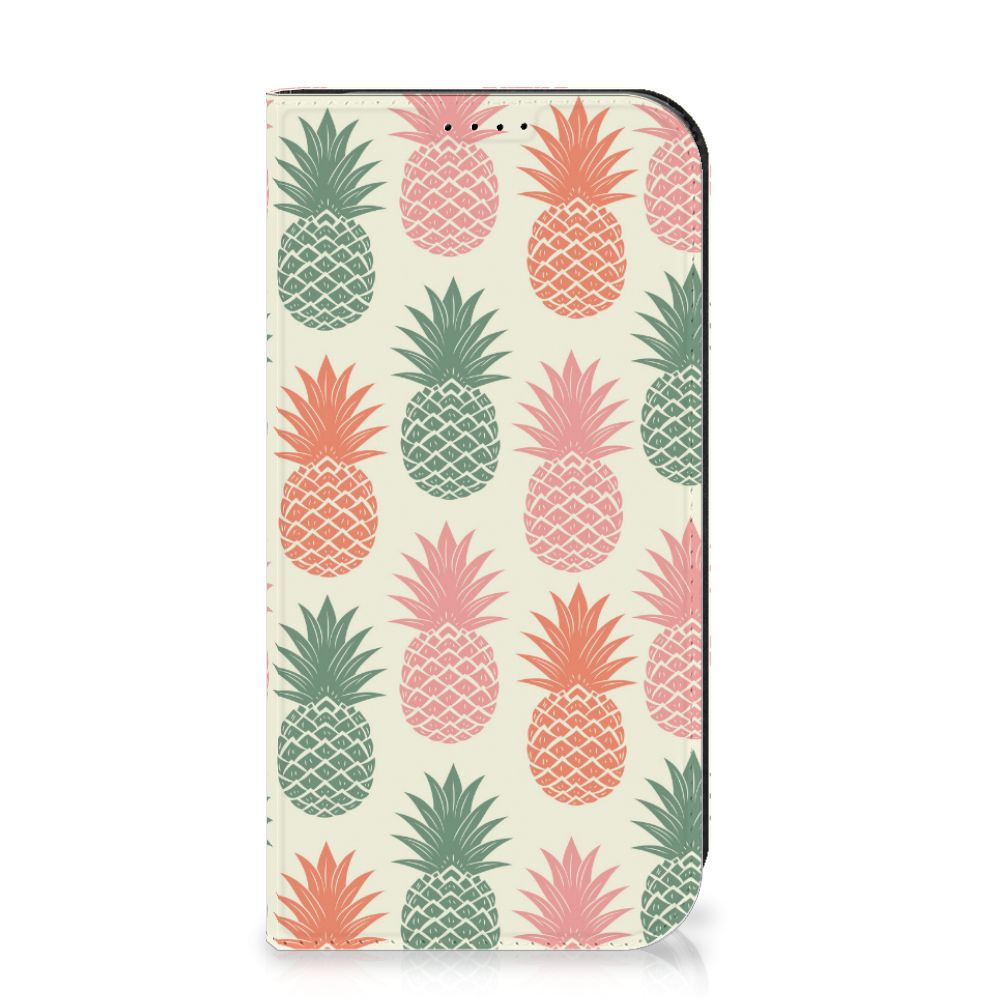 iPhone 15 Pro Flip Style Cover Ananas met kleurrijke ananasdesign đ.