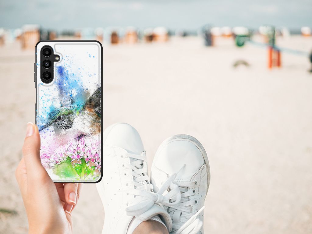 Kleurrijke Telefoonhoesje Samsung Galaxy A14 5G Vogel met watercoloring print, perfect voor bescherming en stijl.