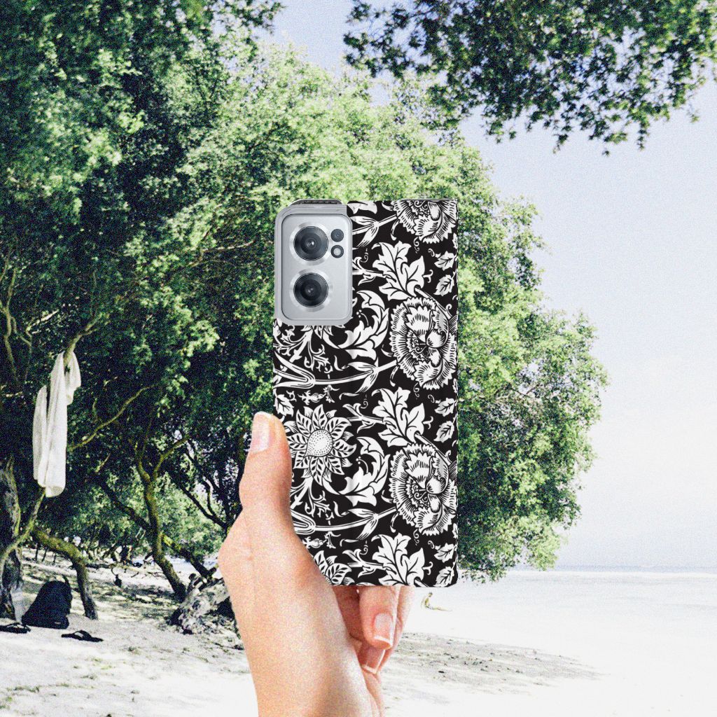 OnePlus Nord CE 2 5G Smart Cover Black Flowers - B2C Telecom