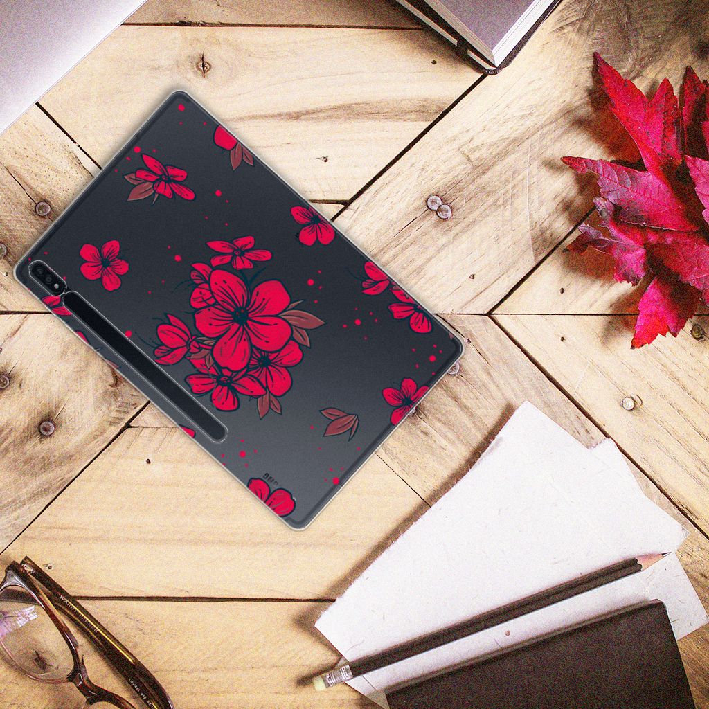Samsung Galaxy Tab S7 Plus | S8 Plus Siliconen Hoesje Blossom Red - B2C Telecom