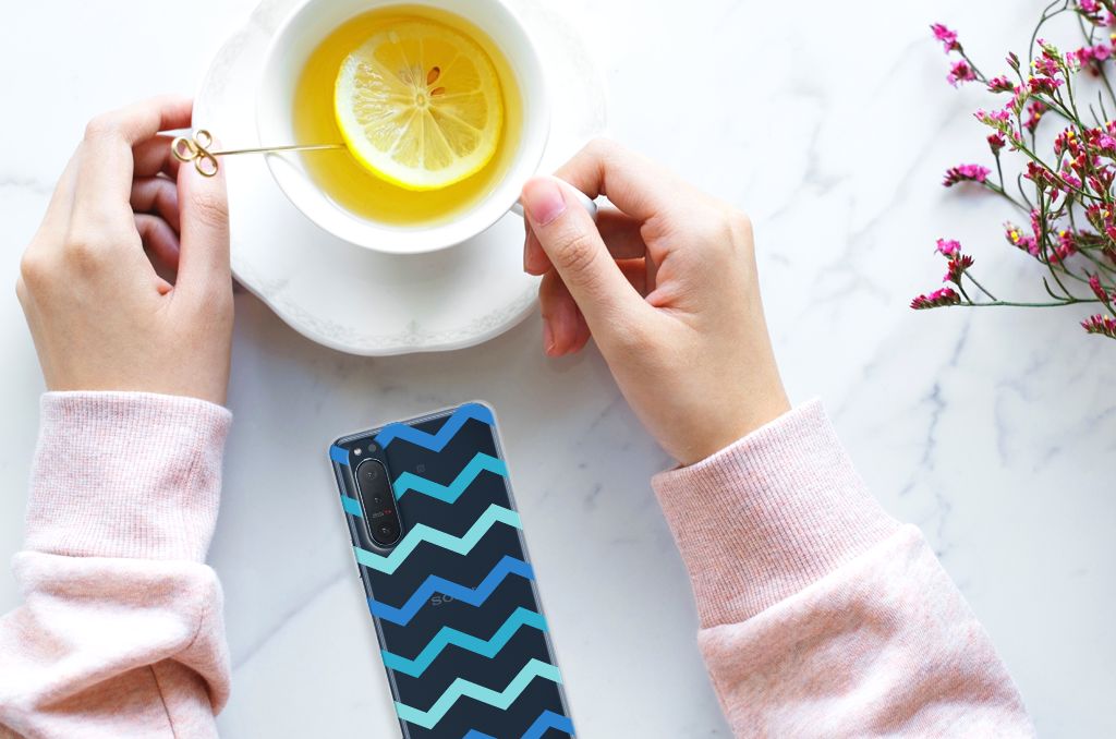 Sony Xperia 5II TPU bumper Zigzag Blauw B2C Telecom