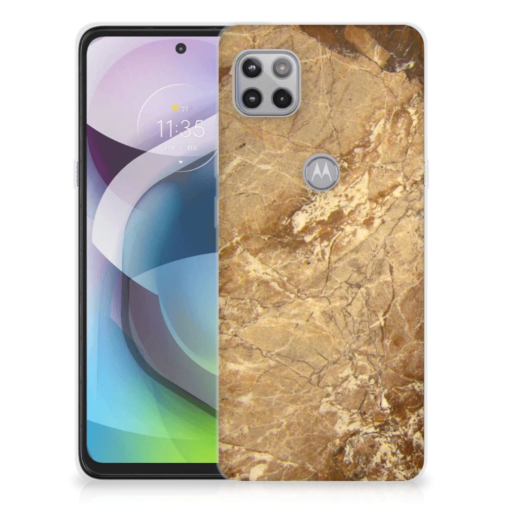 Motorola Moto G 5G TPU Siliconen Hoesje Marmer Creme