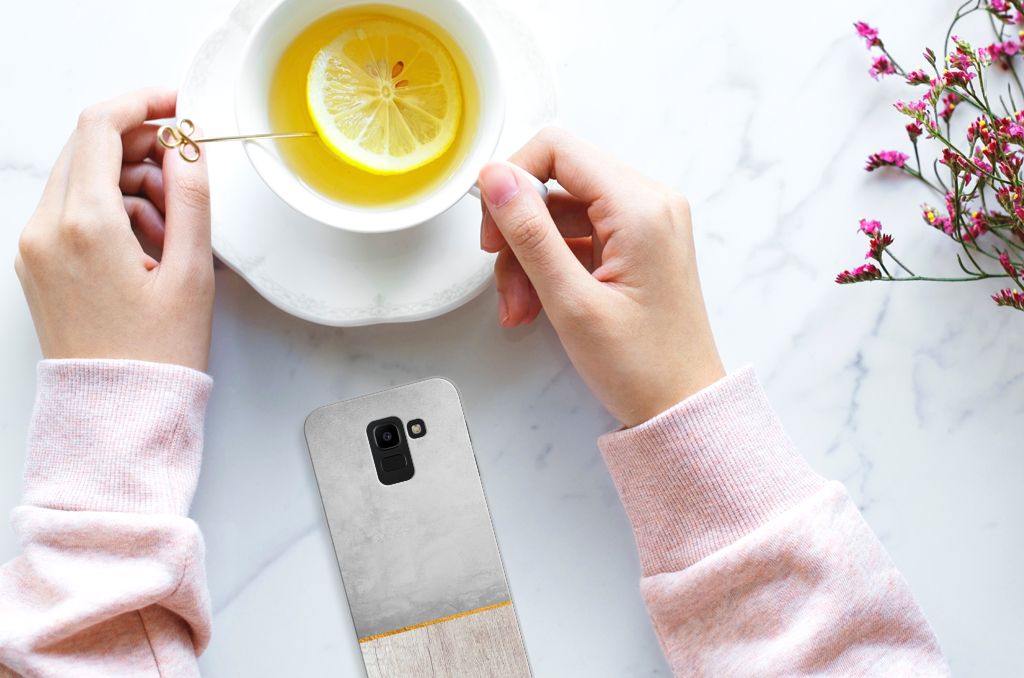 Samsung Galaxy J6 2018 Bumper Hoesje Wood Concrete