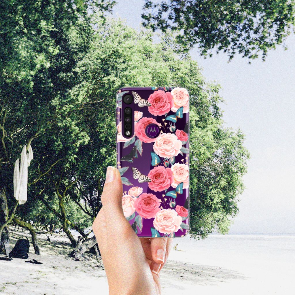 Motorola One Macro TPU Case Butterfly Roses B2C Telecom