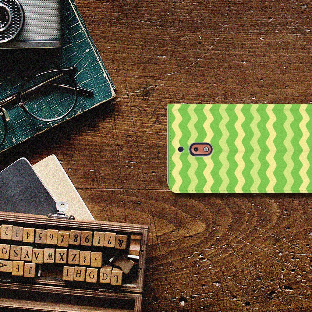 Nokia 2.1 2018 Hoesje met Magneet Waves Green