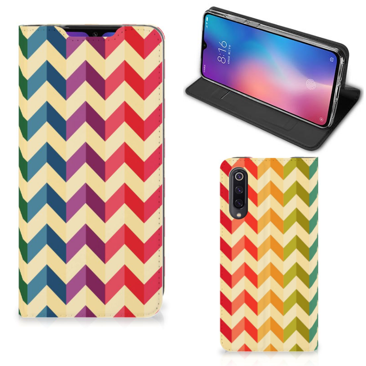Xiaomi Mi 9 Hoesje met Magneet Zigzag Multi Color