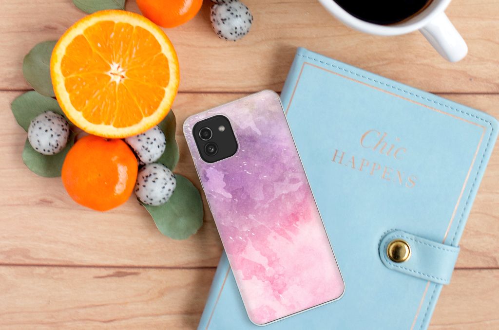 Hoesje maken Samsung Galaxy A03 Pink Purple Paint B2C Telecom