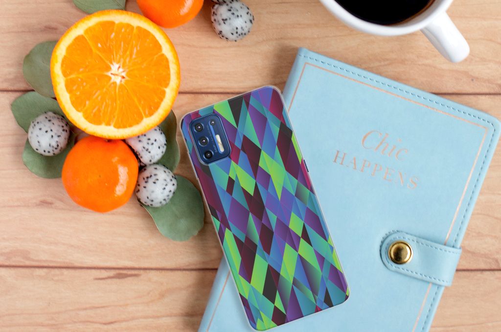 Motorola Moto G9 Plus TPU Hoesje Abstract Green Blue B2C Telecom