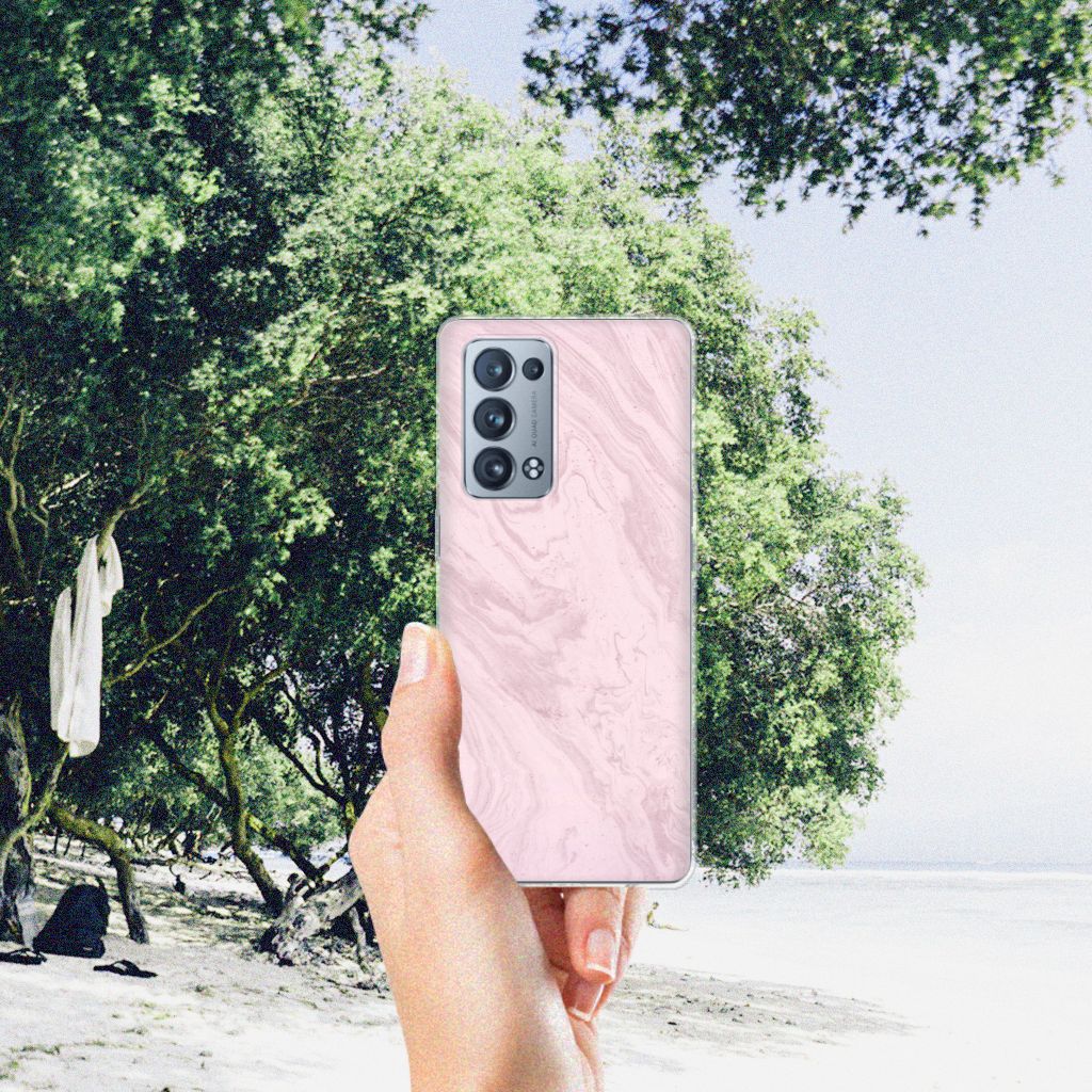 OPPO Reno 6 Pro Plus 5G TPU Siliconen Hoesje Marble Pink - Origineel Cadeau Vriendin B2C Telecom