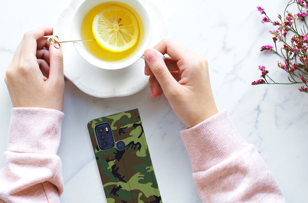 Motorola Moto G60s Hoesje met Magneet Army Dark - B2C Telecom