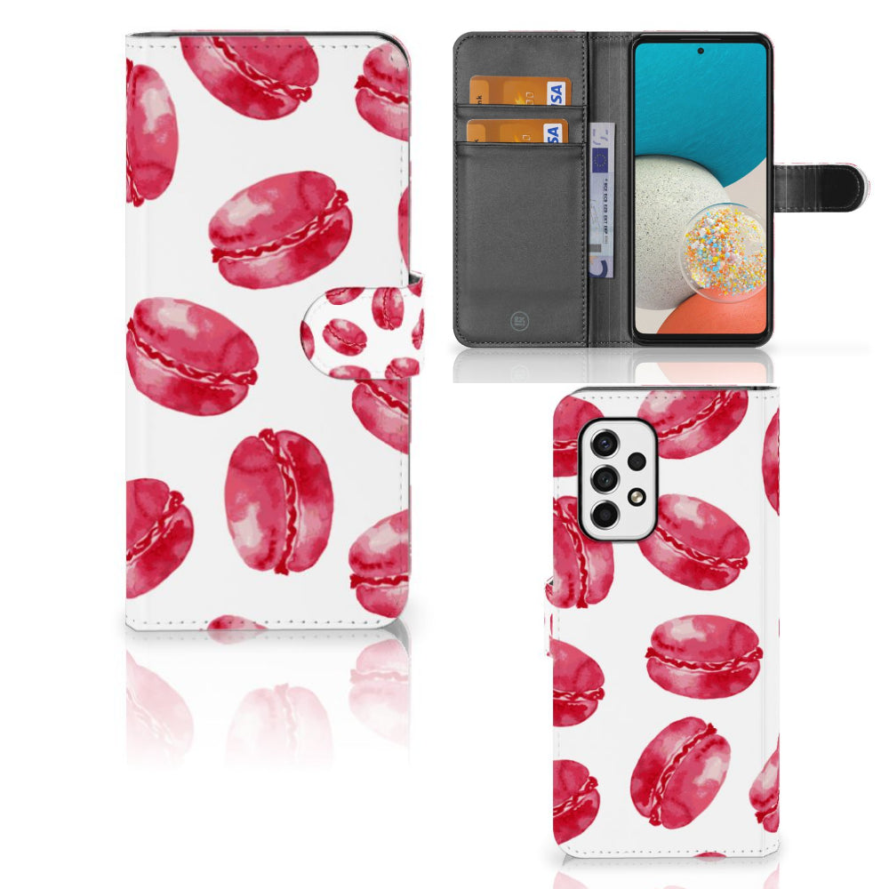 Samsung Galaxy A53 Book Cover Pink Macarons