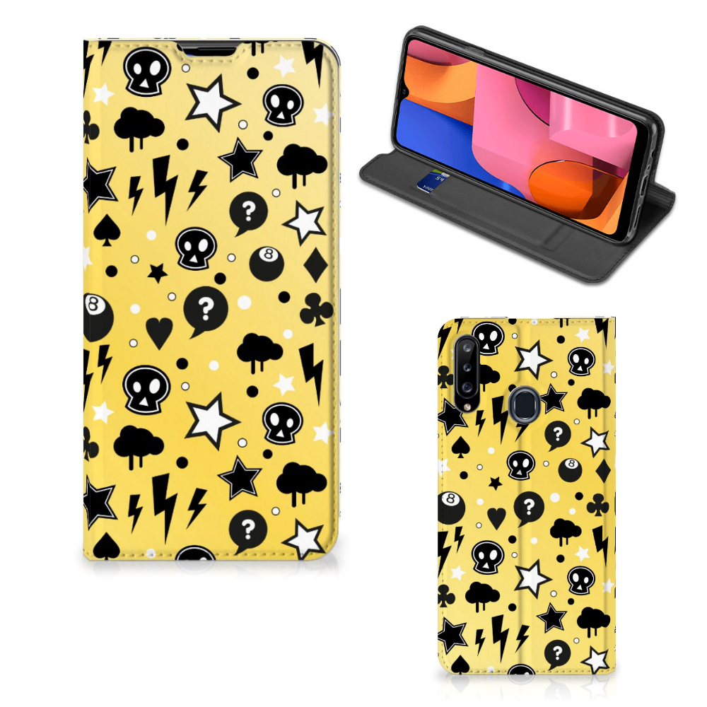 Mobiel BookCase Samsung Galaxy A20s Punk Geel - B2C Telecom