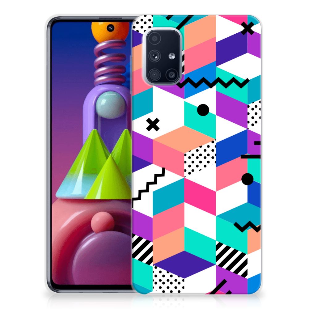 Samsung Galaxy M51 TPU Hoesje Blokken Kleurrijk B2C Telecom