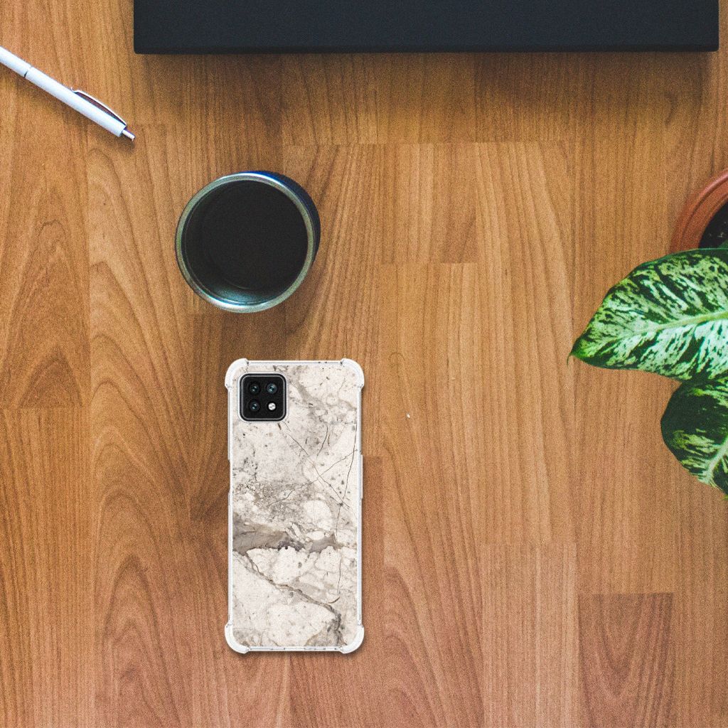OPPO A53 5G | A73 5G Anti-Shock Hoesje Marmer Beige B2C Telecom