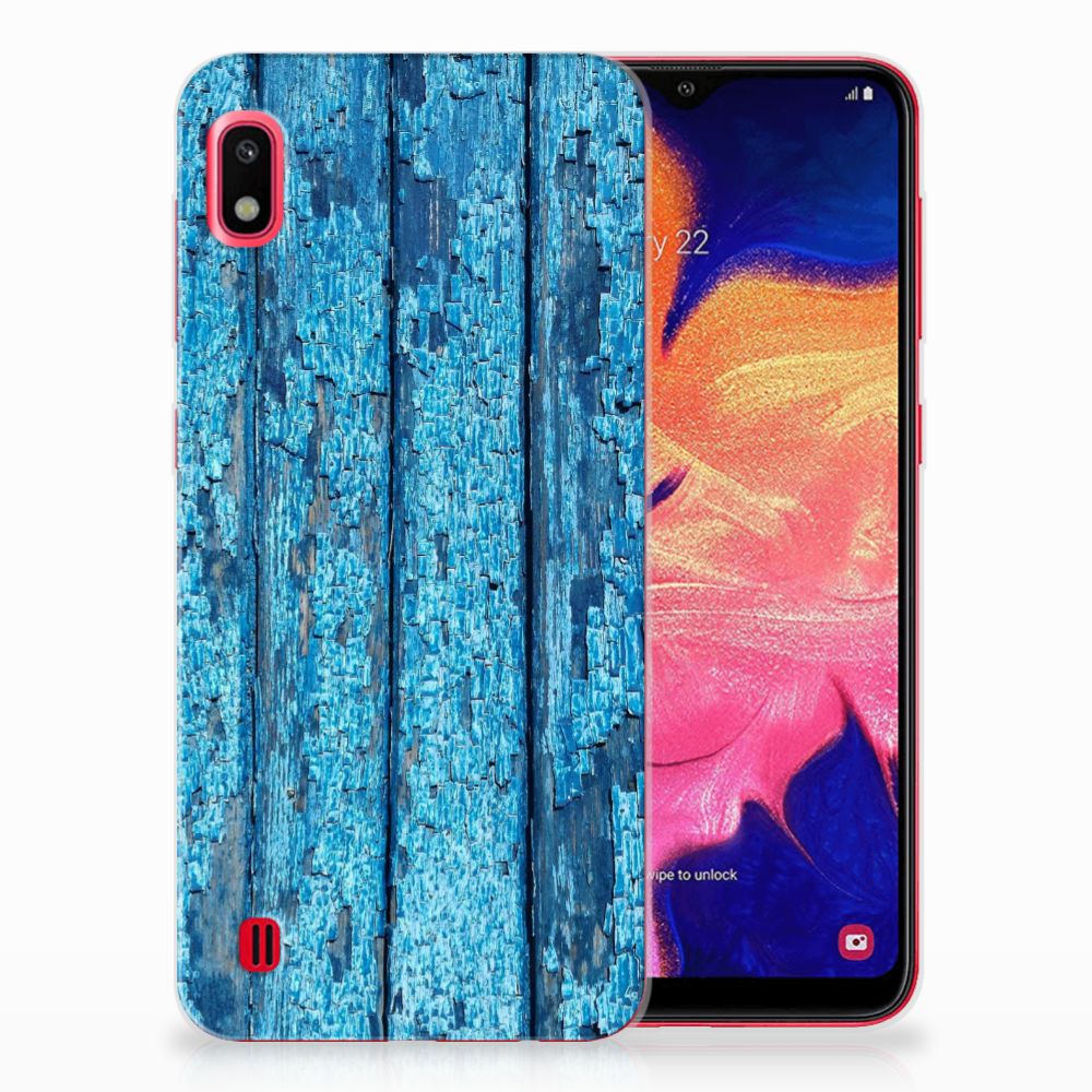 Samsung Galaxy A10 Bumper Hoesje Wood Blue
