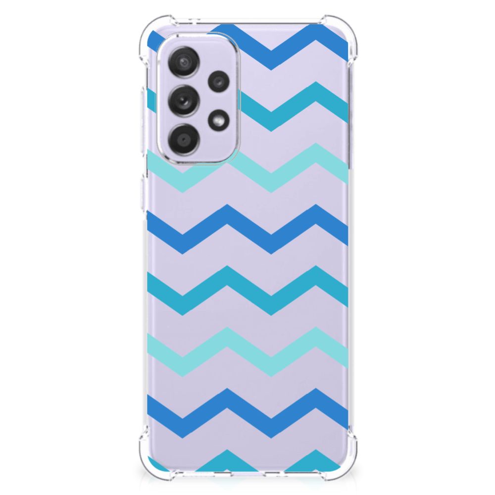 Samsung Galaxy A33 Doorzichtige Silicone Hoesje Zigzag Blauw B2C Telecom