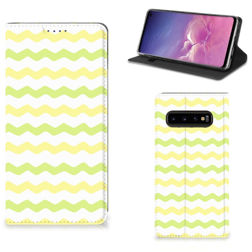 Samsung Galaxy S10 Hoesje met Magneet Waves Yellow
