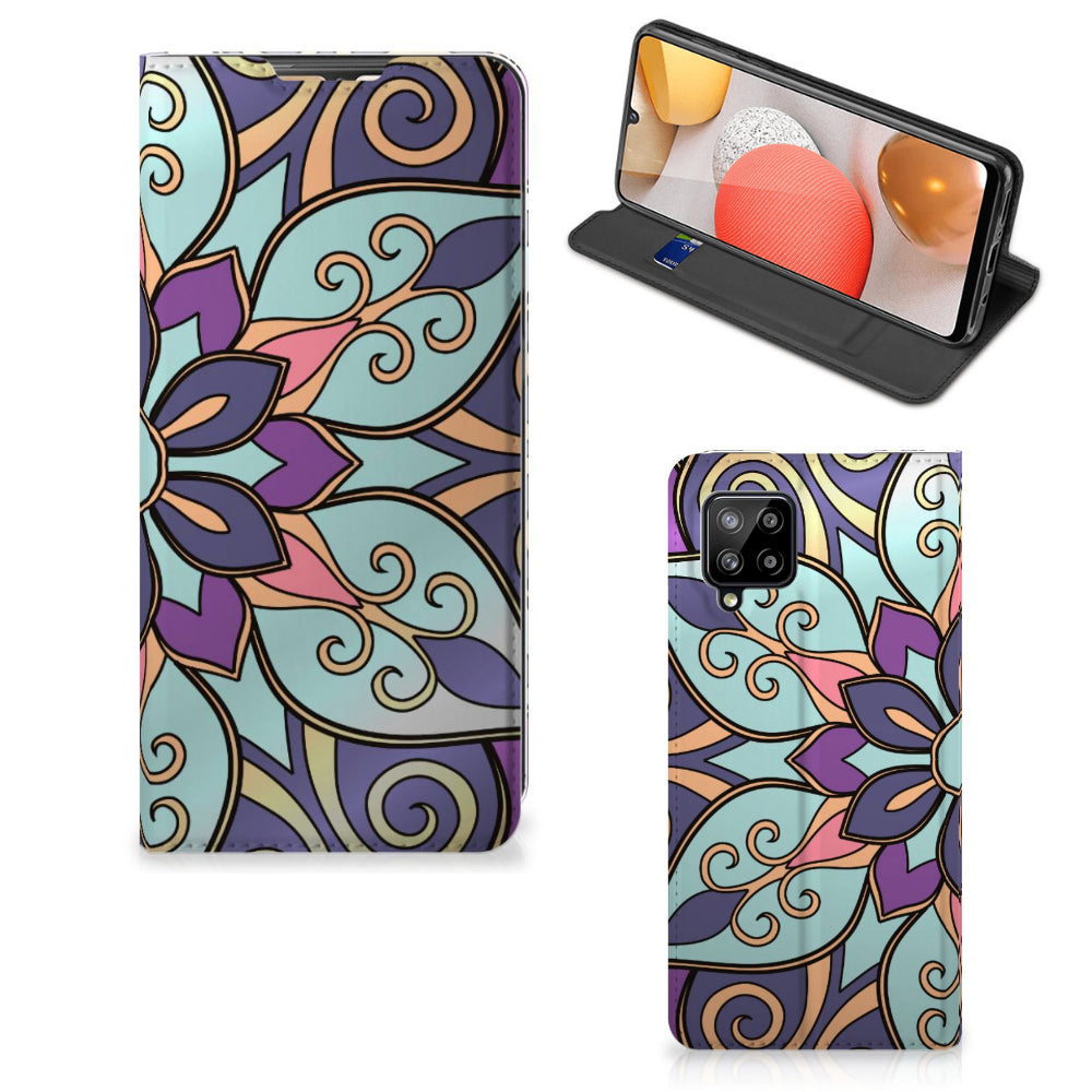Samsung Galaxy A42 Smart Cover Purple Flower