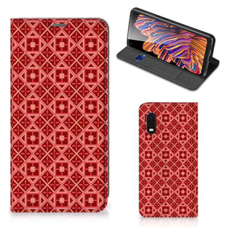 Samsung Xcover Pro Hoesje met Magneet Batik Rood