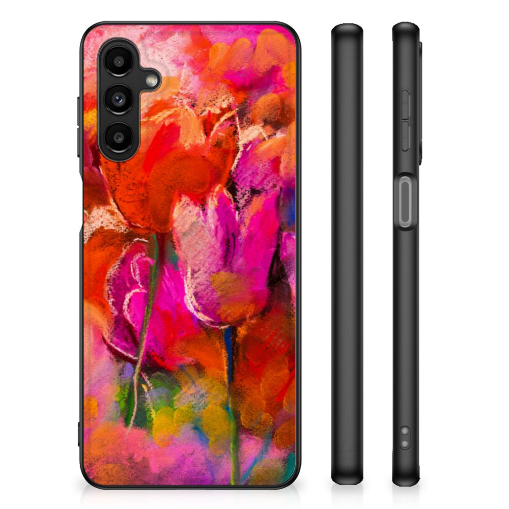 Kleurrijke Telefoonhoesje Samsung Galaxy A14 5G Tulips in watercolor design met tulpenmotief.