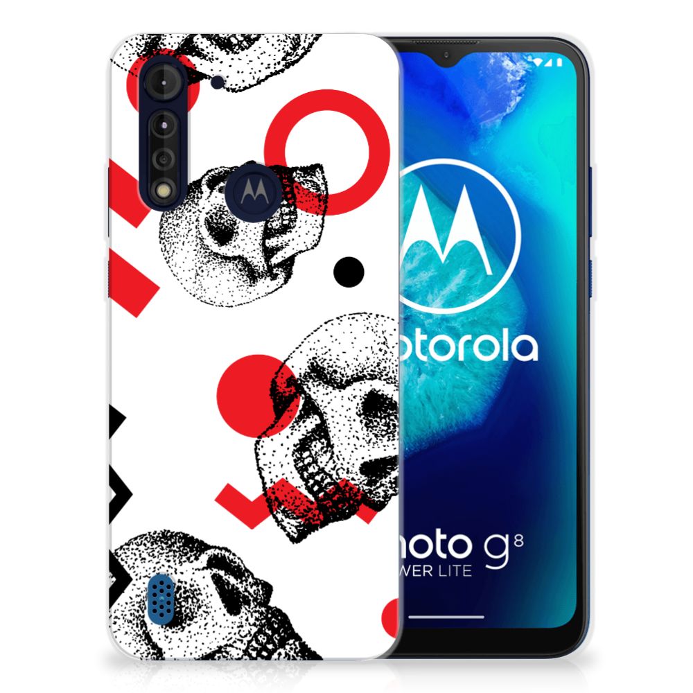 Silicone Back Case Motorola Moto G8 Power Lite Skull Red B2C Telecom