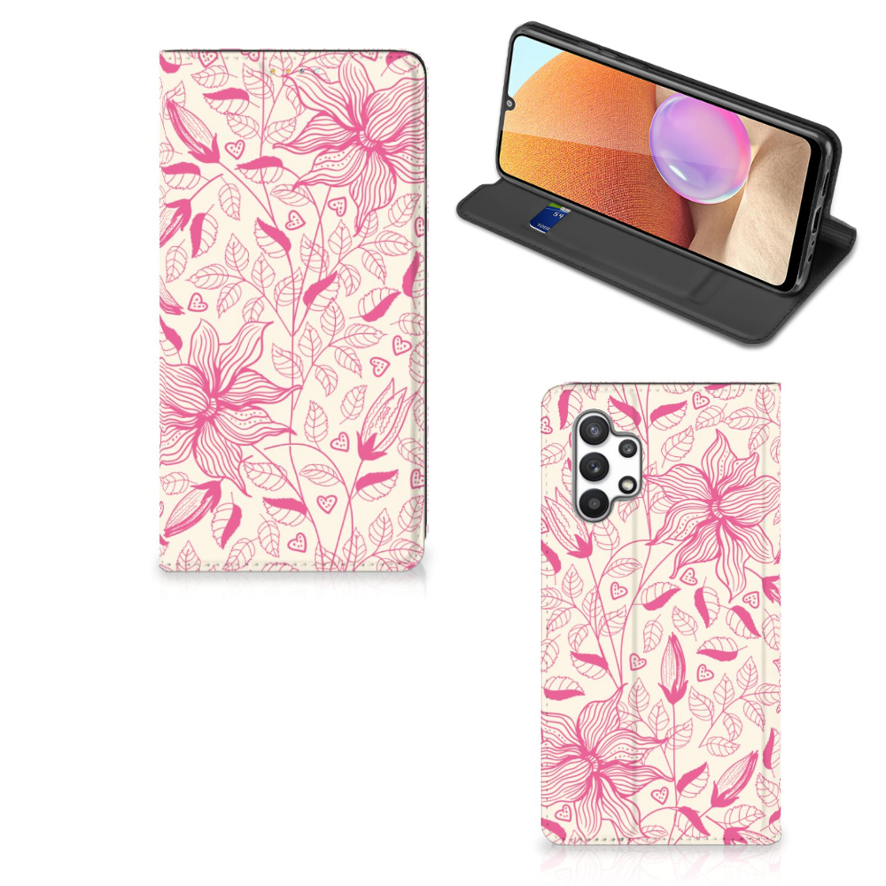 Samsung Galaxy A32 4G | A32 5G Enterprise Editie Smart Cover Pink Flowers - B2C Telecom