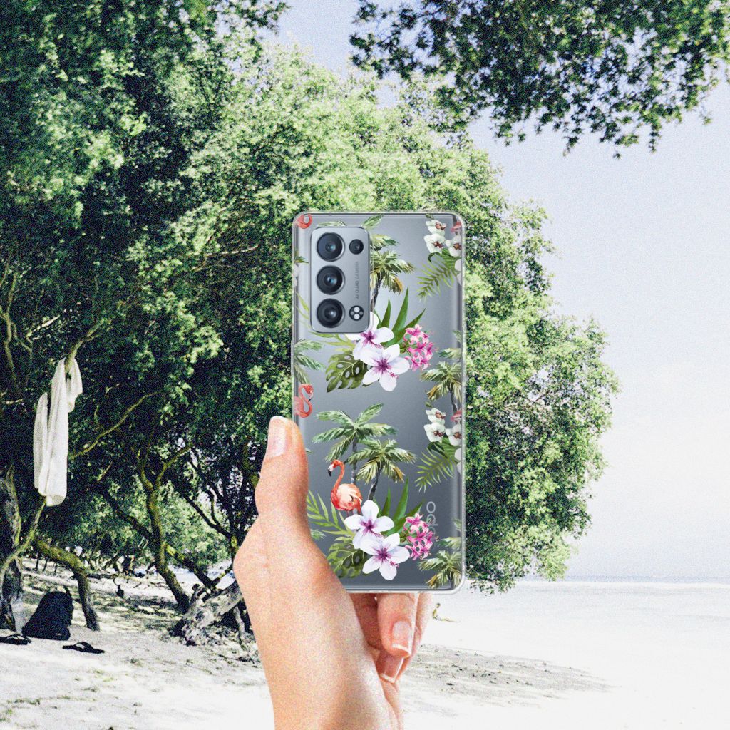 OPPO Reno 6 Pro Plus 5G TPU Hoesje Flamingo Palms B2C Telecom