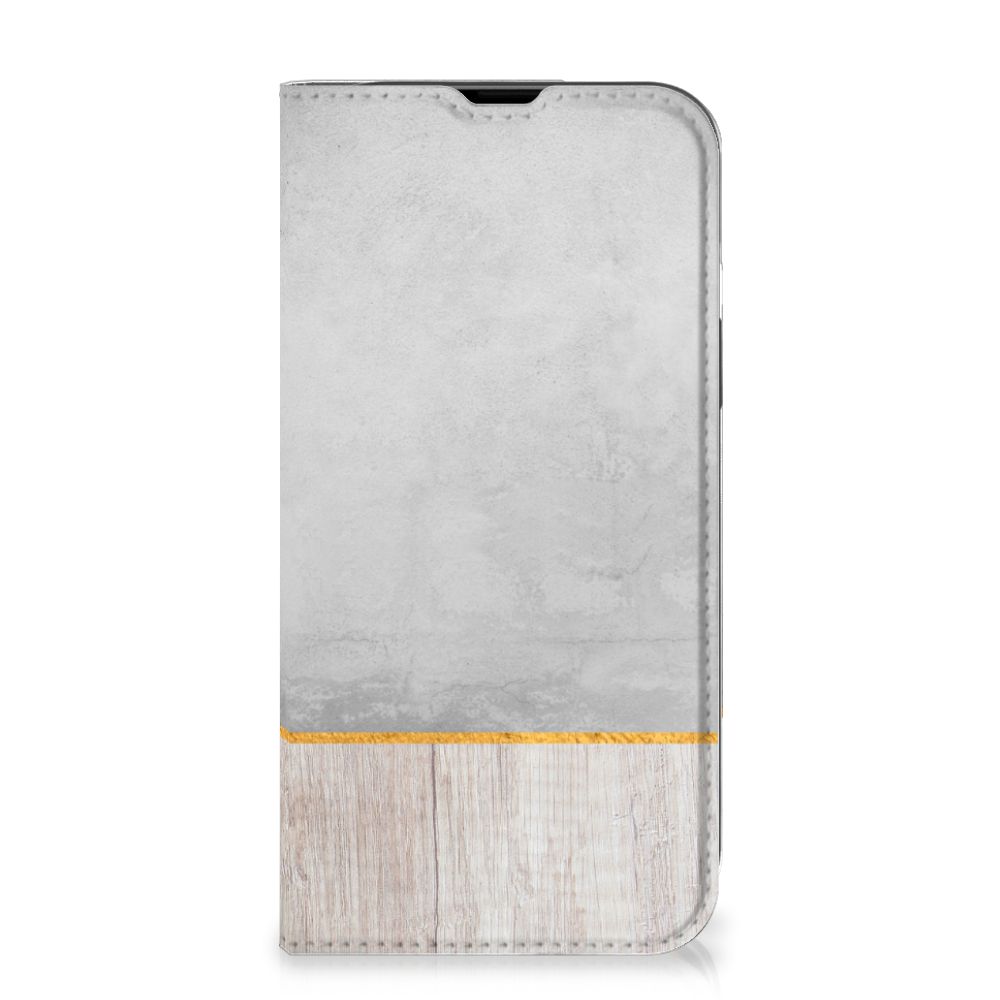 iPhone 14 Book Wallet Case Wood Concrete - B2C Telecom