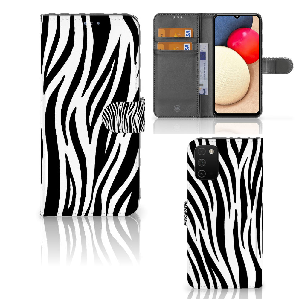 Samsung Galaxy A03s Telefoonhoesje met Pasjes Zebra