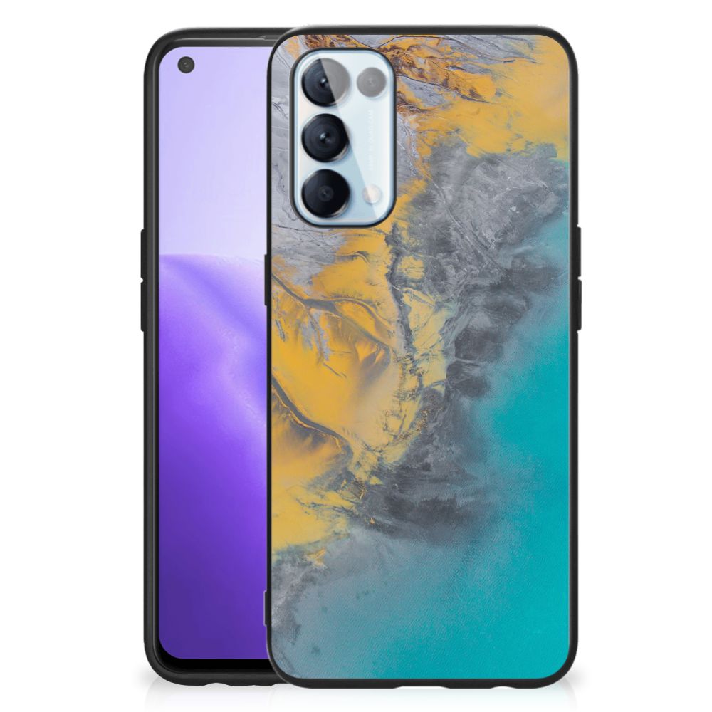 OPPO Reno5 5G | Find X3 Lite Marmeren Print Telefoonhoesje Marble Blue Gold