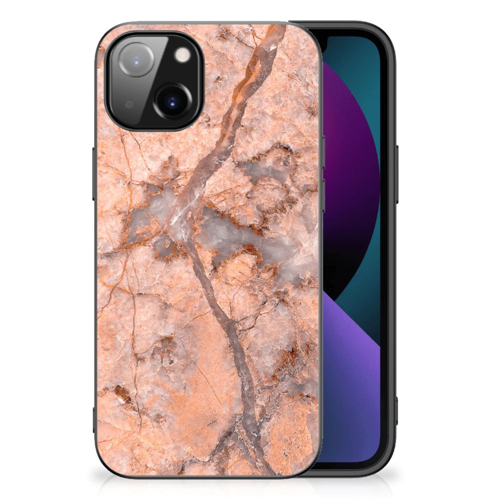 Apple iPhone 13 Marmeren Print Telefoonhoesje Marmer Oranje B2C Telecom