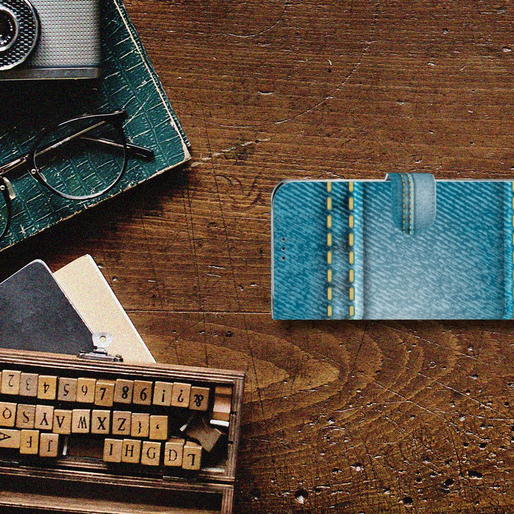 Motorola Moto G7 Power Wallet Case met Pasjes Jeans